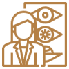 Outline of person with three abstract eyes.